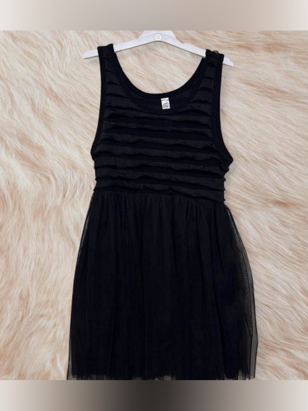 Beautees Black Sleeveless Tulle Overlay Dress size 8